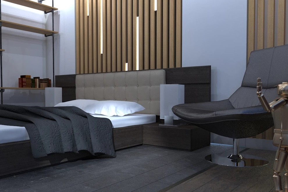 СПАЛЬНЯ МОСКОВСКОГО ХОЛОСТЯКА В СТИЛЕ ЭКО-ЛОФТ