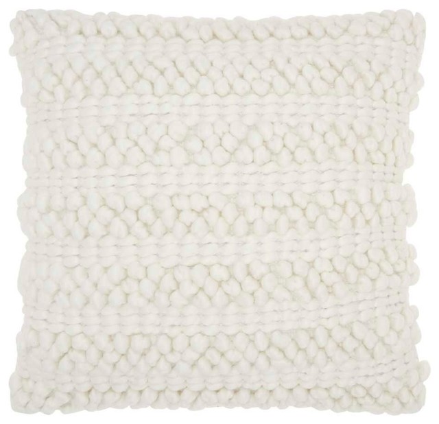 Mina Victory Life Styles Woven Stripes White Throw Pillow