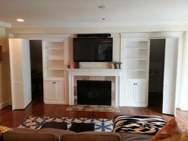 Hidden Bookcase Door Traditional Family Room