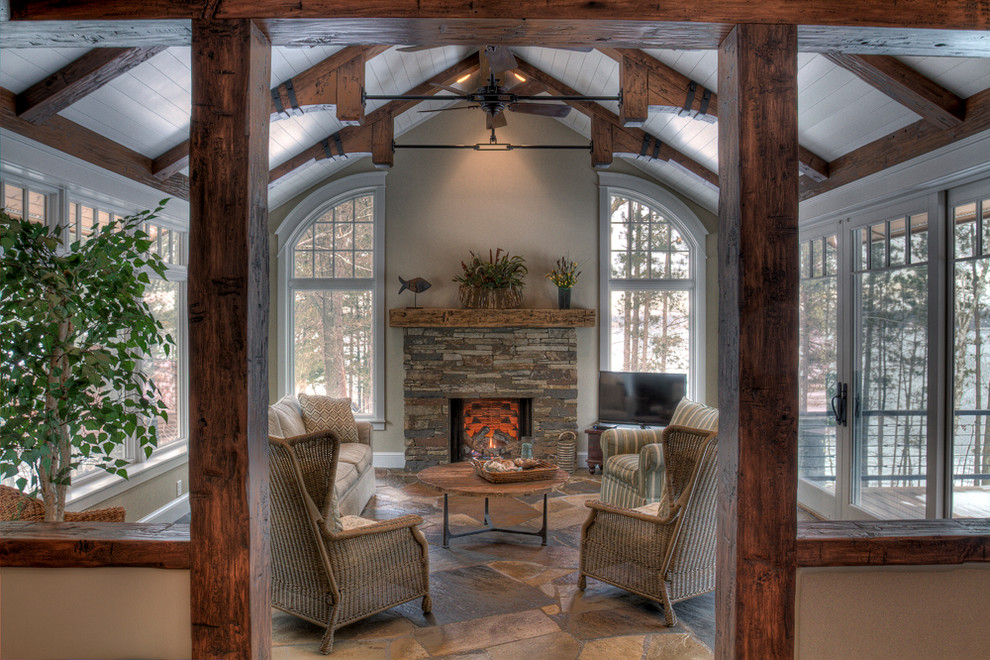 Inspiration for a rustic porch remodel in Minneapolis