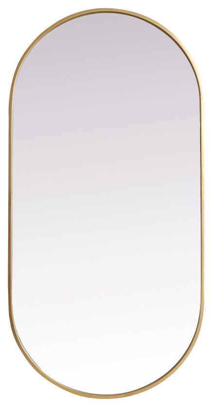 Elegant Decor Metal Frame Oval Mirror 24x48 In Silver Contemporary