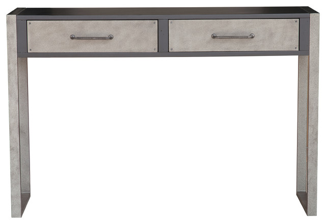 Industrial Distressed Black Birch Two Drawer Accent Storage