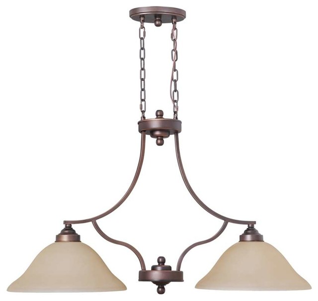 Craftmade Jeremiah Portia Two-Light Island Light in Metropolitan Bronze with Amb