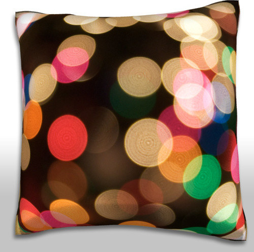 Blurred Christmas Lights Pillow Polyester Velour Throw Pillow