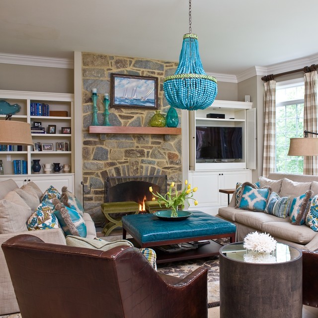 Turquoise contemporary-vardagsrum