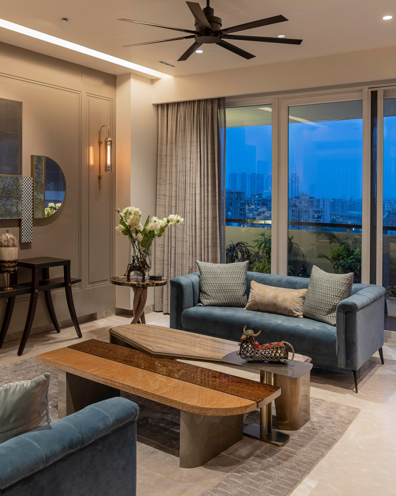 Contemporary living room in Delhi.