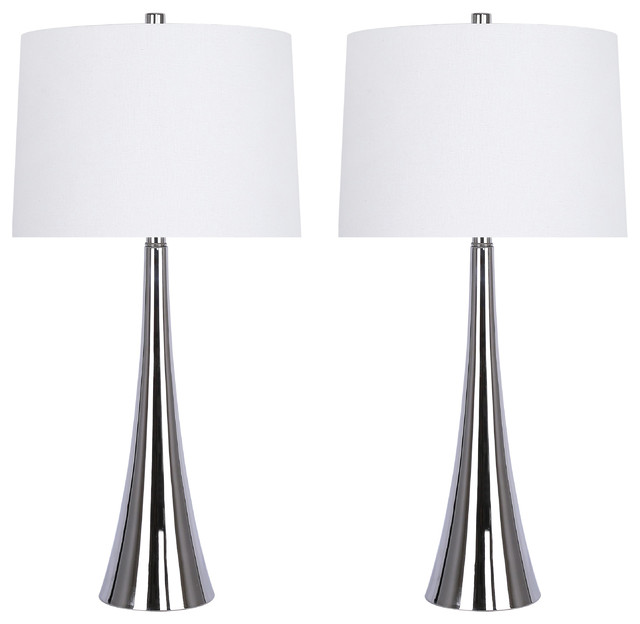 29 5 Nickel Mirrored Metal Table Lamps Tapered