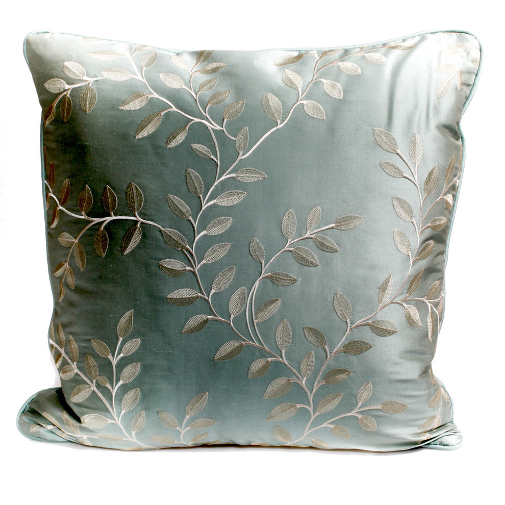Embroidered Decorative Silk Pillow Cover - Contemporary - Decorative ...