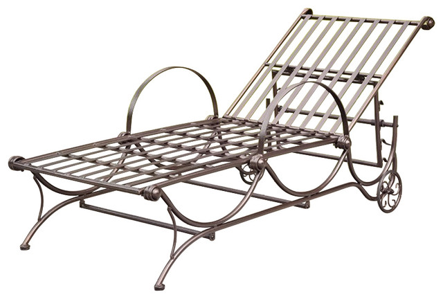International Caravan Mandalay Metal Patio Chaise Lounge in Bronze