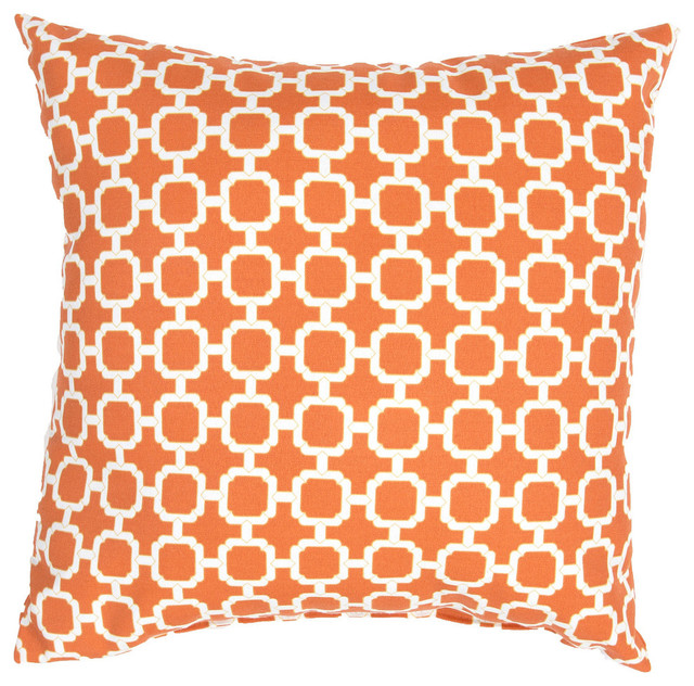Jaipur Geometric Pattern Orange Polyester Pillow PLW102111