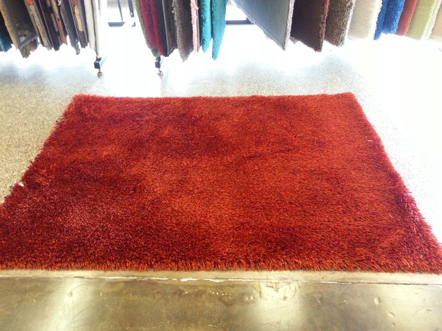 5'x7' Red Area Rug For Living Room Made in Tibet, Shaggy and Hand ...