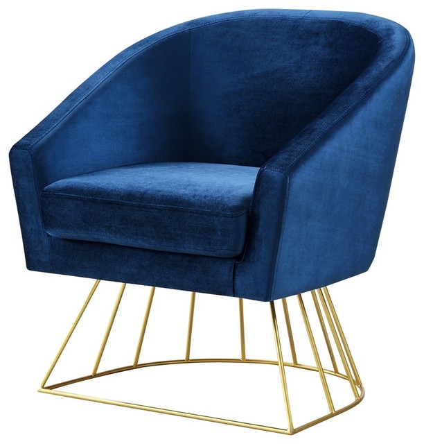 Alice Velvet Barrel Accent Chair With Metal Base Contemporary