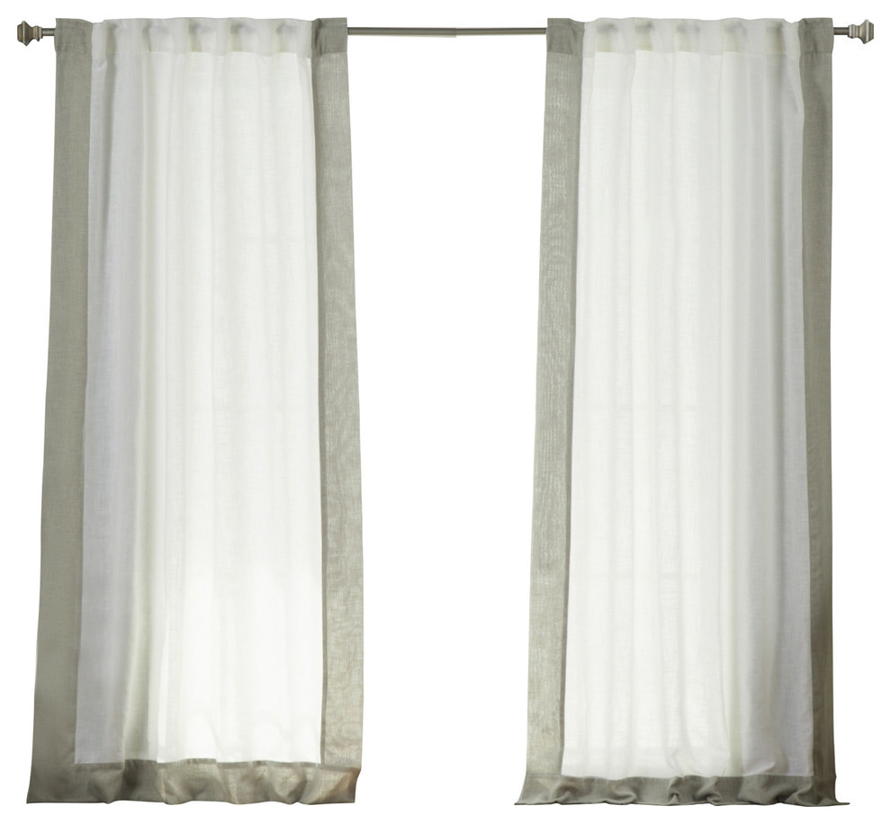 Faux Linen Blend Border Curtains Contemporary Curtains by Best Home Fashion Houzz