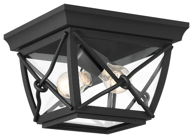 Belmont 1 Light Outdoor Flushmount, Black