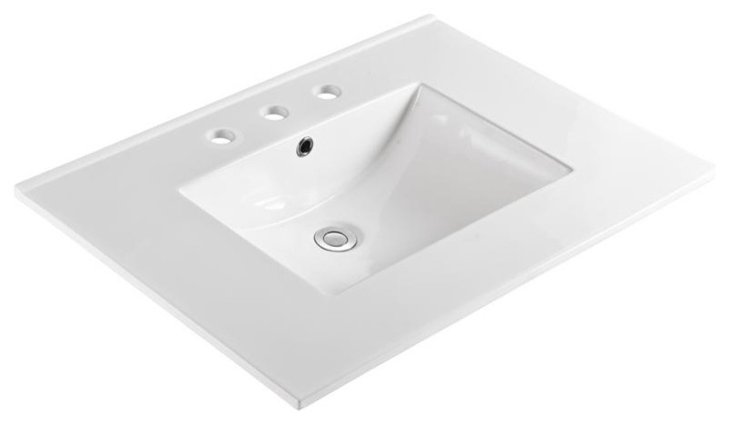 Unique 31"x22" Ceramic Vanity Top, White With 8" Widespread Drilling