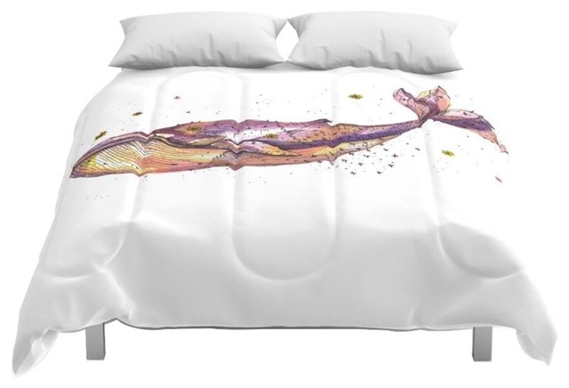 Society6 Grape Whale Comforter Beach Style Comforters And