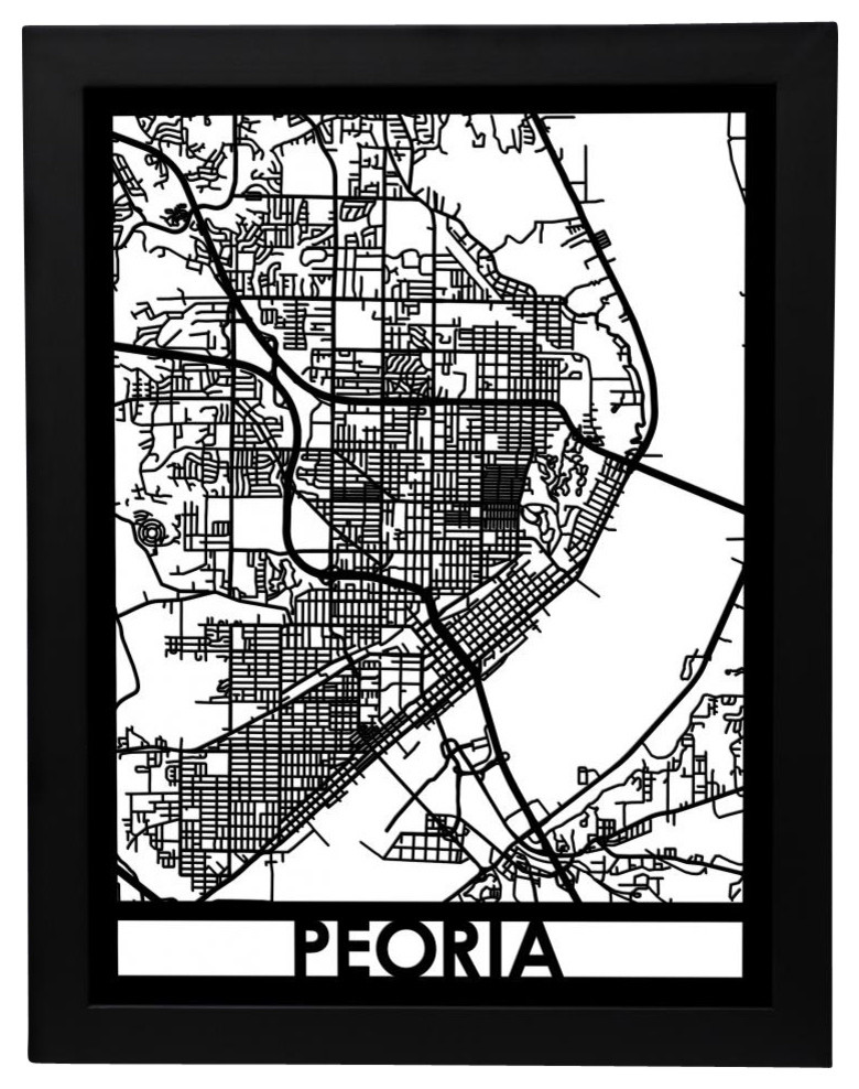 Peoria Street Map Contemporary Prints And Posters by Cut Maps Houzz