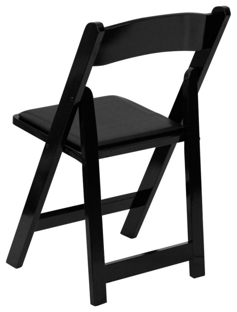 2 Pack Black Wood Folding Chair with Vinyl Padded Seat - Contemporary ...