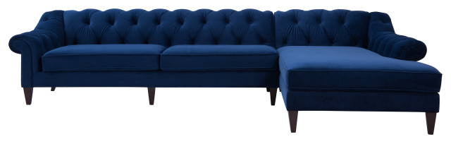 Alexandra 132 Chesterfield Tufted Sofa, Right Facing Chaise Sectional Sofa