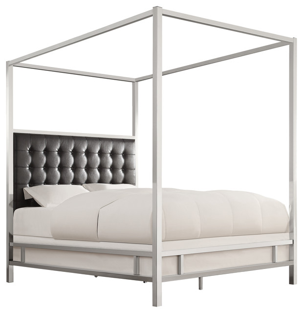 Safira Modern Metal Canopy Bed In Chrome Contemporary Safira Modern Metal Canopy Bed In Chrome Contemporary Beds By Inspire Q