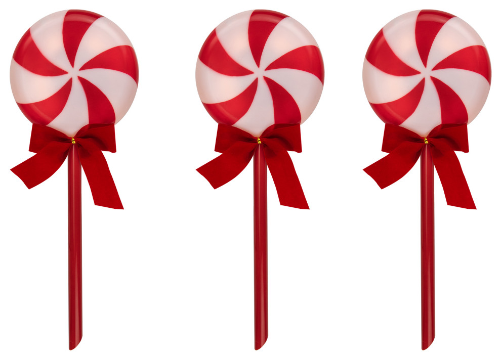Set of 3 Peppermint Candies Christmas Pathway Markers 16"