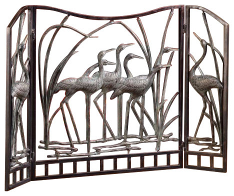 Crane Fireplace Screen Rustic Fireplace Screens By Wildlife