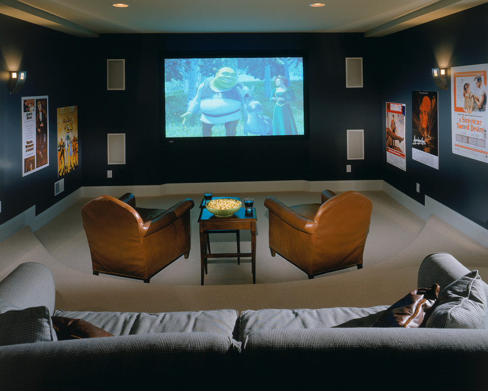 Inspiration for a traditional home theatre in New York.