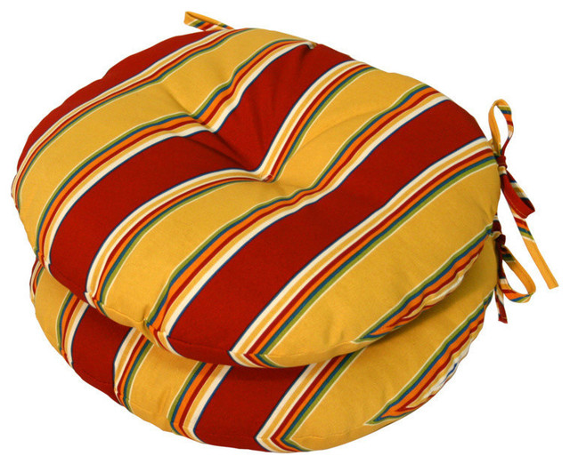 Round Outdoor Bistro Chair Cushion Set Of 2 Carnival Stripe 18 Round Outdoor Bistro Chair Cushion Set Of 2 Carnival Stripe 18