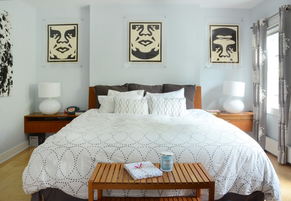 Example of an eclectic bedroom design in Boston