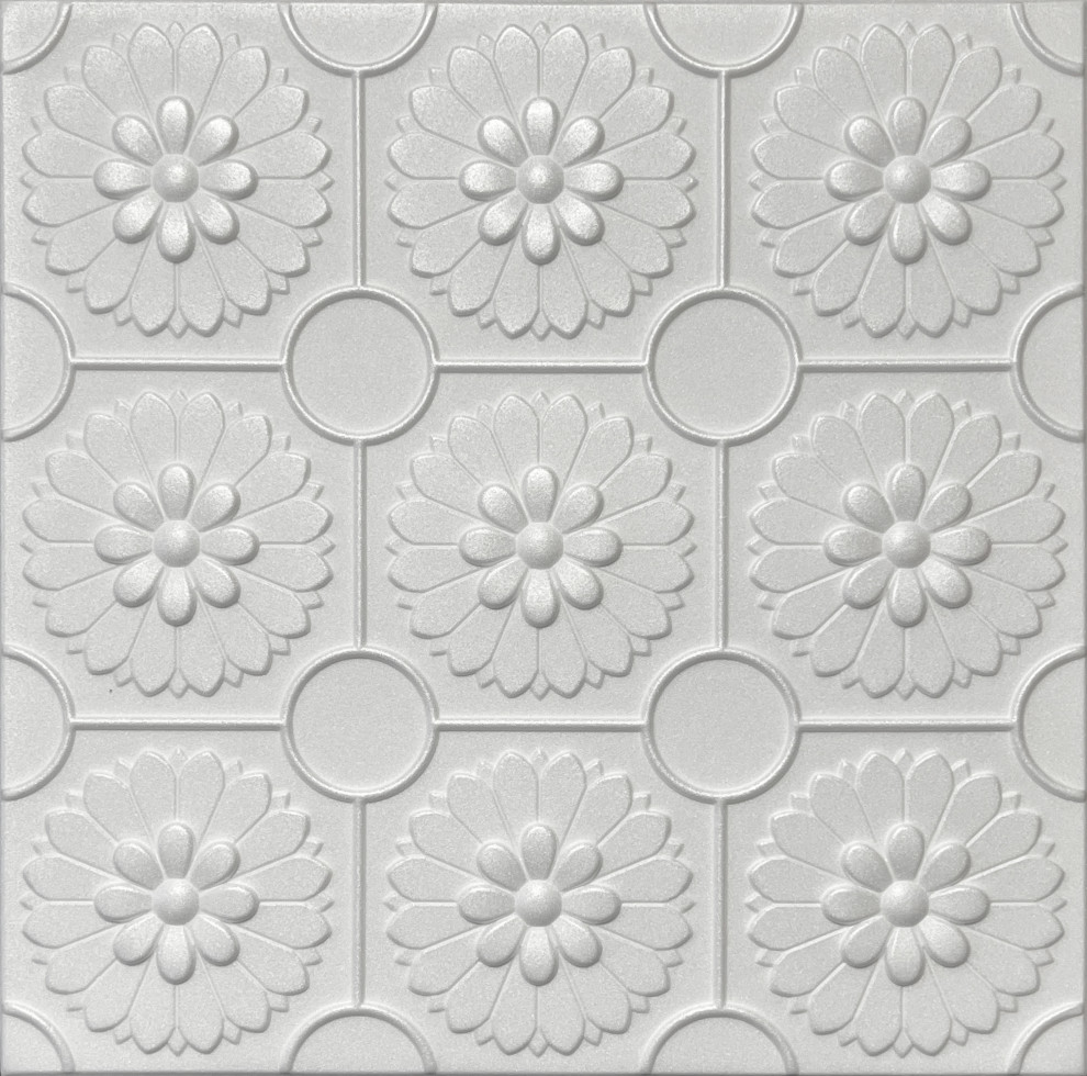 20"x20" Styrofoam Glue Up Ceiling Tiles, R36W Plain White