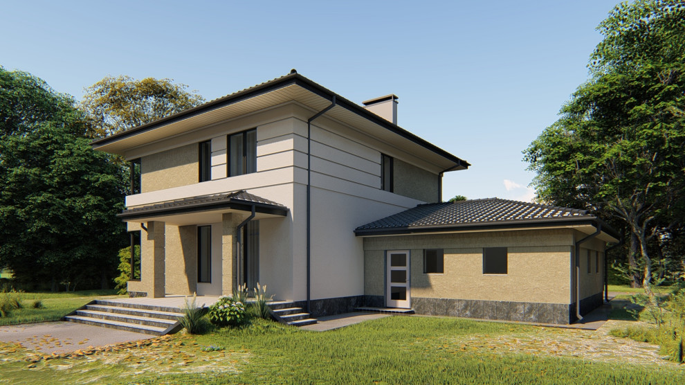 Двухэтажный дом в современном стиле