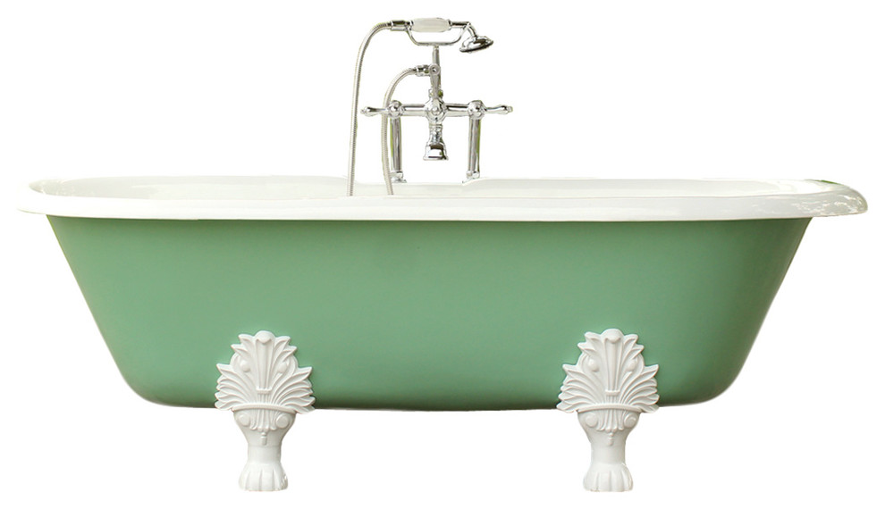 Double Ended 6' Arsenic Cast Iron Porcelain Clawfoot Bathtub Set Original Finish