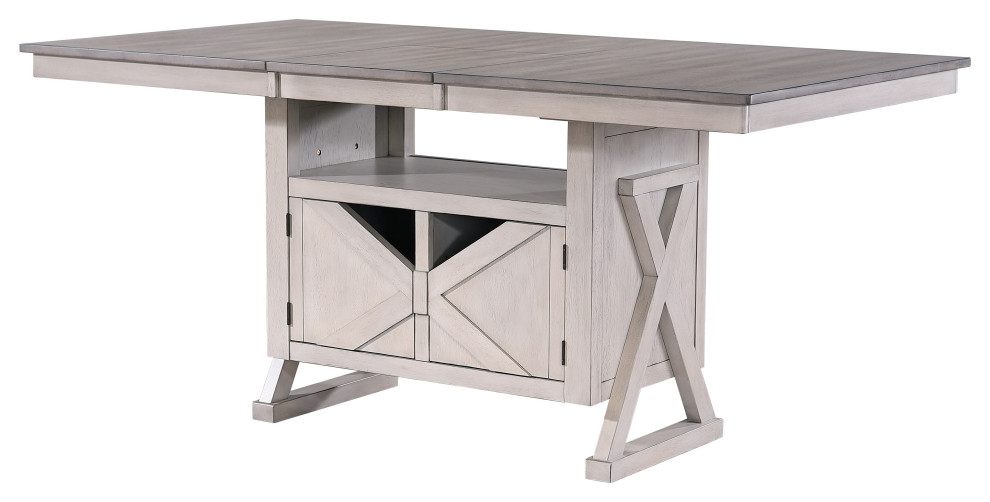Pilaster Designs Figaro Wood Counter Height Extendable Dining Table in Gray Farmhouse Dining