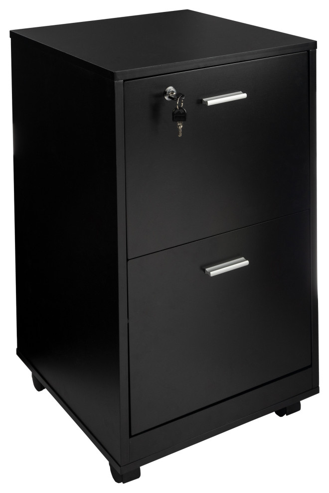 File Cabinet 2-Drawer with Lock and Deep Drawer Storage - Rolling ...