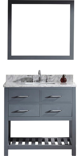 Caroline Estate 36" Single Bathroom Vanity Set Gray, Marble Top