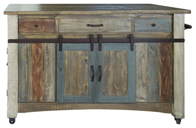 Bayshore Solid Wood Kitchen Island, Distressed