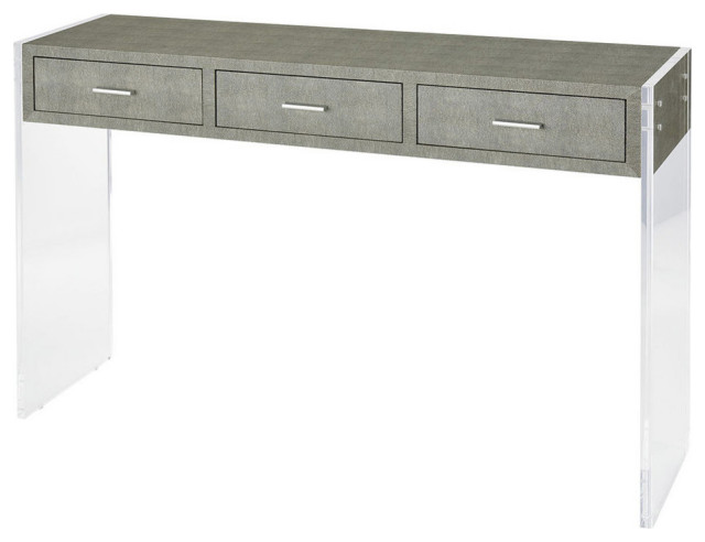 Sterling Monaco-Ville Console Table in Grey Faux and Clear Acrylic Finish