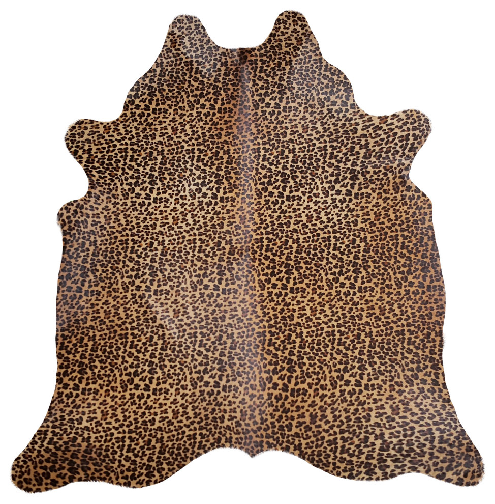 Brazilian Cowhide Rug Jaguar on Caramel Contemporary Novelty Rugs