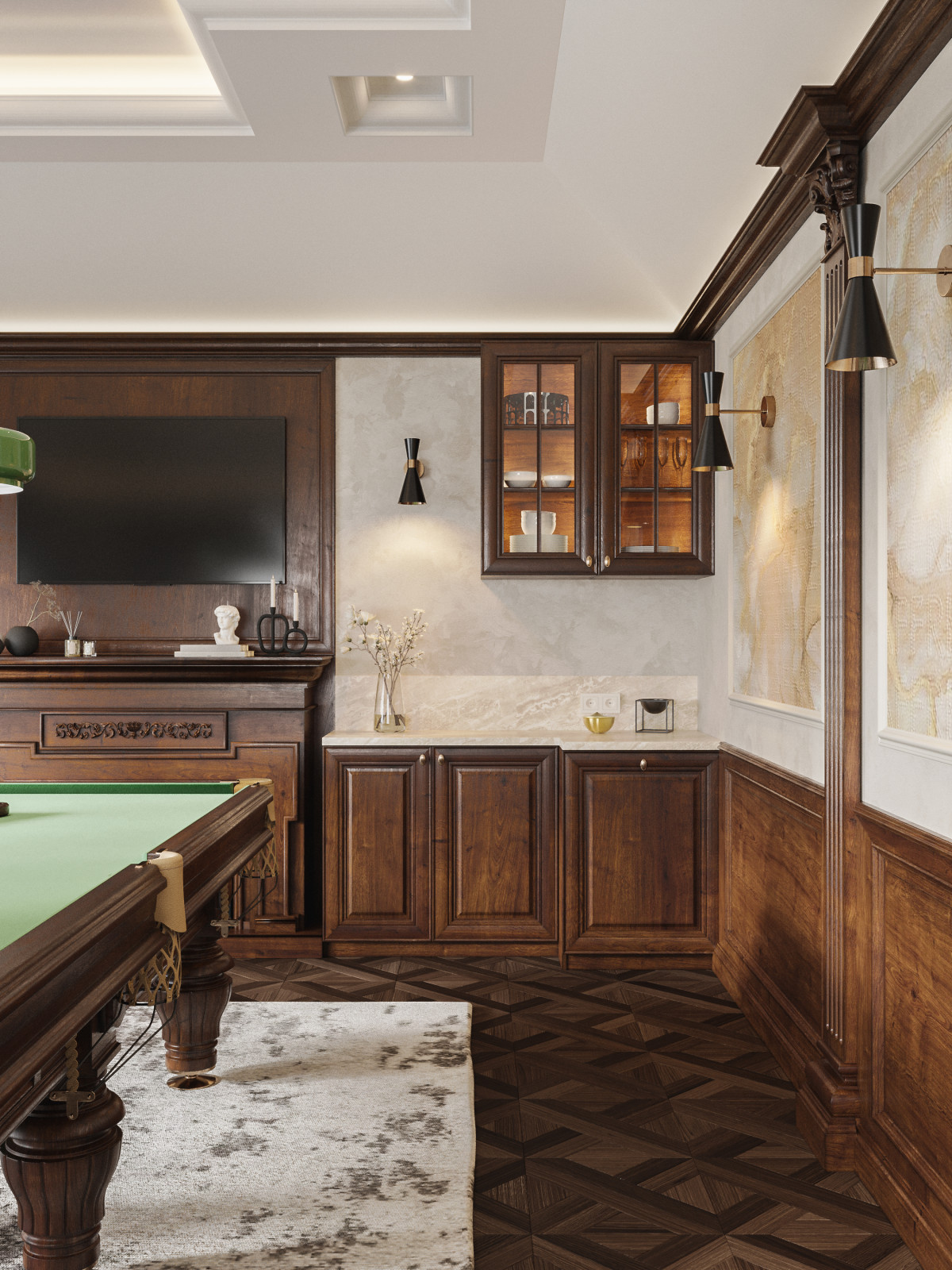 Дизайн бильярдной в частном доме