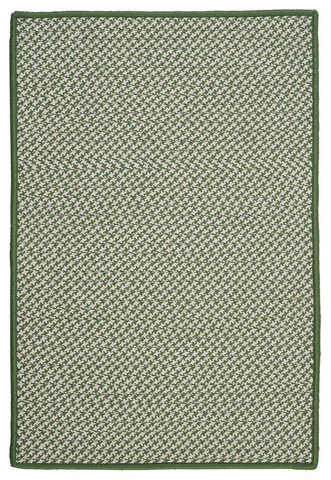 Colonial Mills Outdoor Houndstooth Tweed Braided Ot68 Leaf Green 7x7