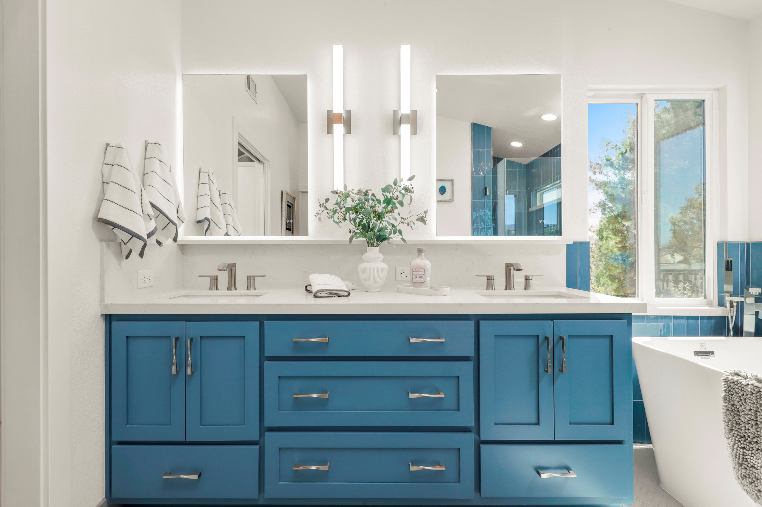 Cerulean Blue Bath and Walk-In Remodel Palmdale, CA *Gorham