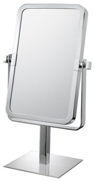 Rectangular Free Standing Mirror With 3X and 1X Magnification, Chrome