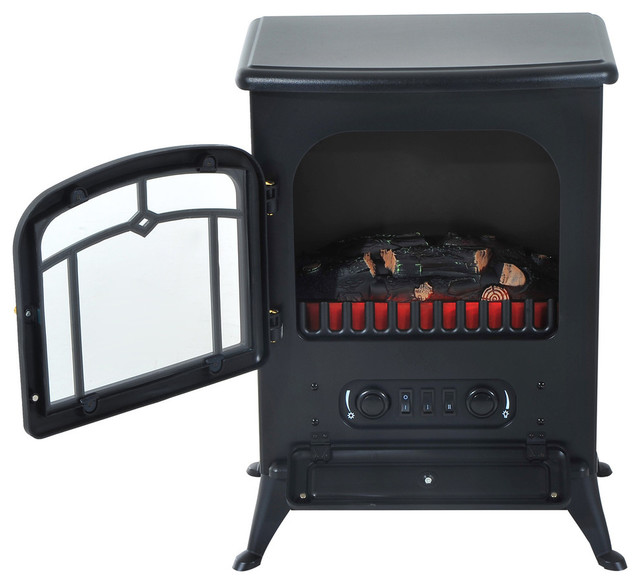Homcom 16 1500w Free Standing Electric Fireplace Black