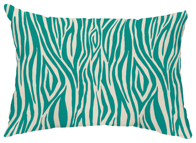 Wood Stripe 14"x20" Decorative Abstract Outdoor Throw Pillow, Jade