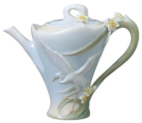Egret Teapot, Mini, Home Accent, Fine Porcelain