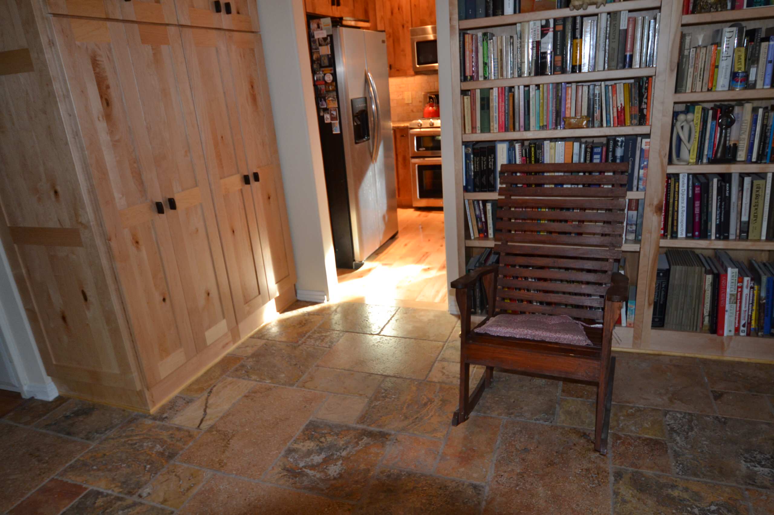 Kitchen with knotty alder cabinets