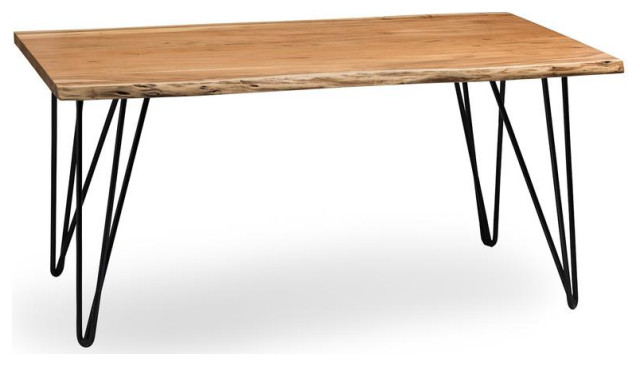 Hairpin Natural Live Edge Wood with Metal 42 Coffee Table, Natural