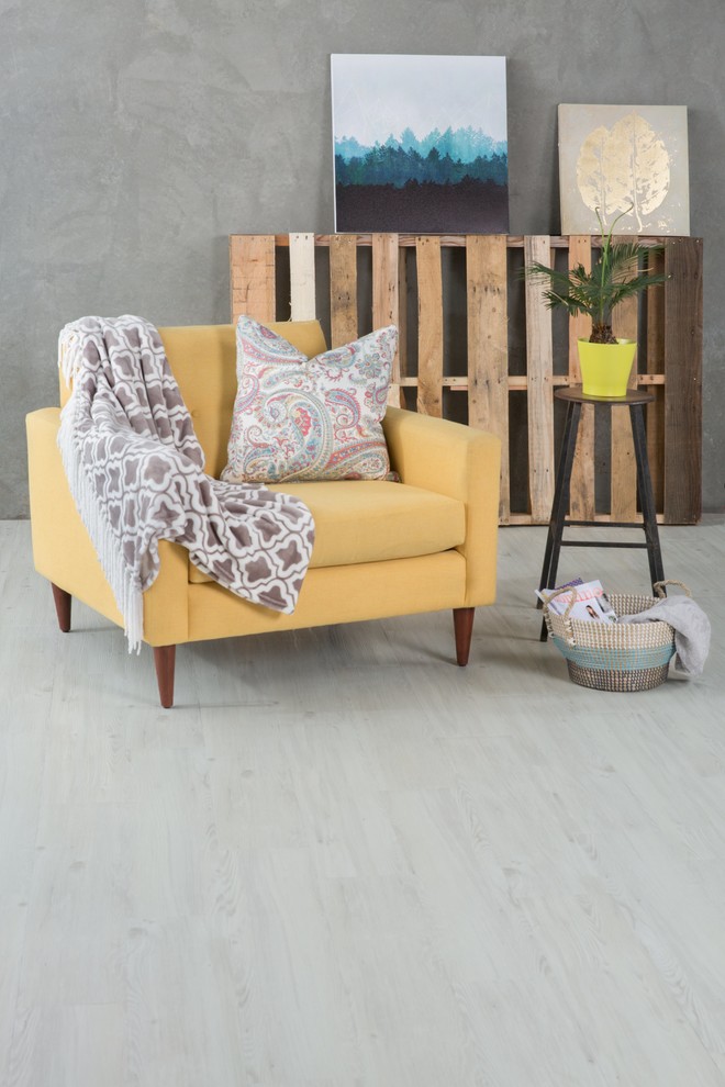 Inspiration for a coastal vinyl floor living room remodel in San Diego