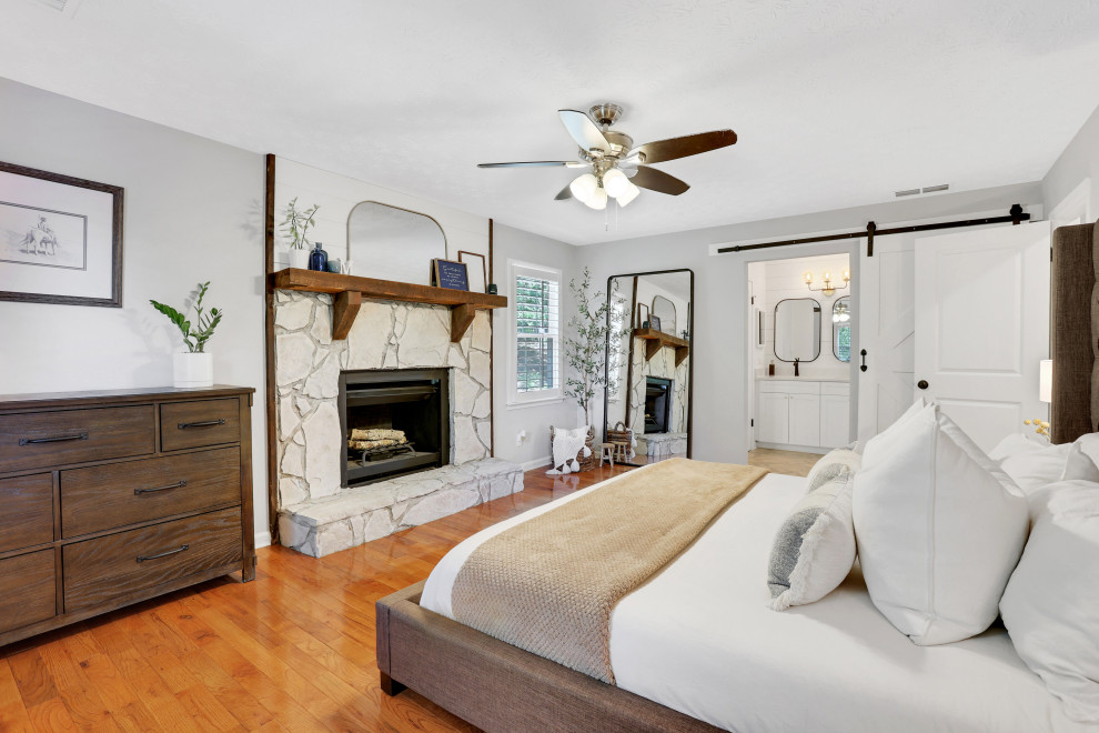 Example of a transitional bedroom design in Atlanta