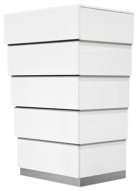 Florence White Modern 5 Drawer Chest Contemporary Dressers By Furniture Import Export Inc